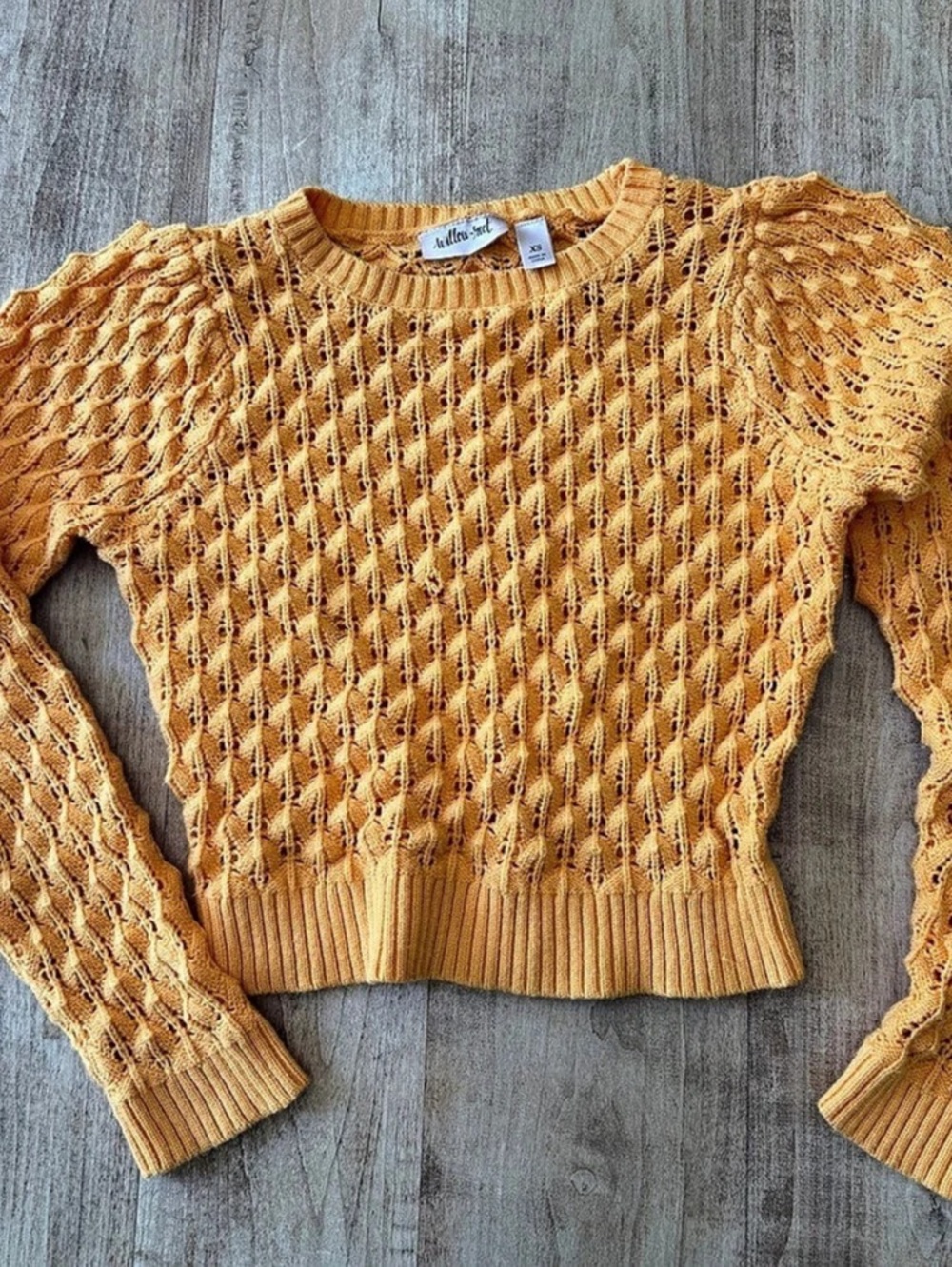 willow & root Crochet Knit Crewneck Sweater Orange Size XS Like New